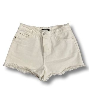 White High Waisted Jean Shorts
